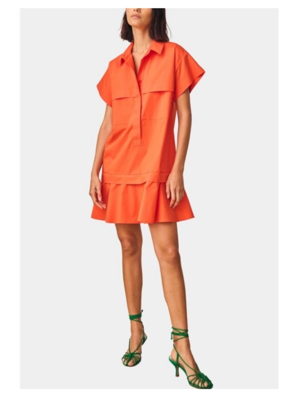 Hunter Bell Addison Orange Shirt Dress Size M
